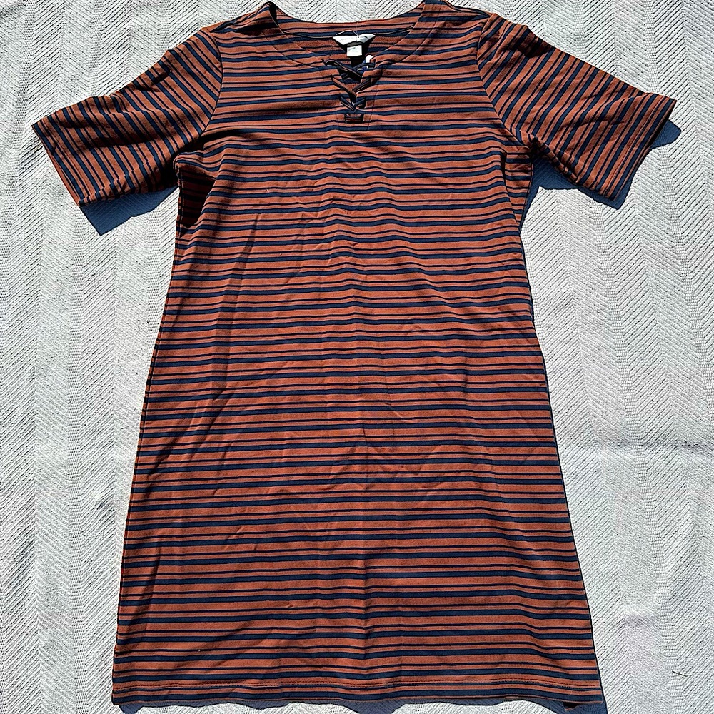 Christopher & Banks striped shirt sleeve dress